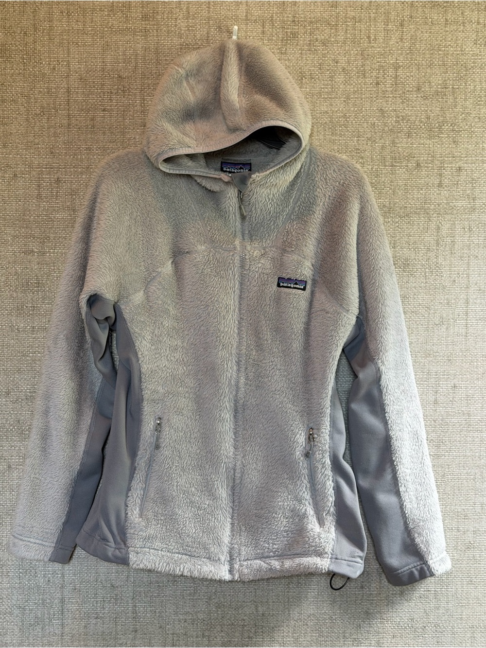 Patagonia Women's Light Gray Hooded Teddy Fleece Jacket